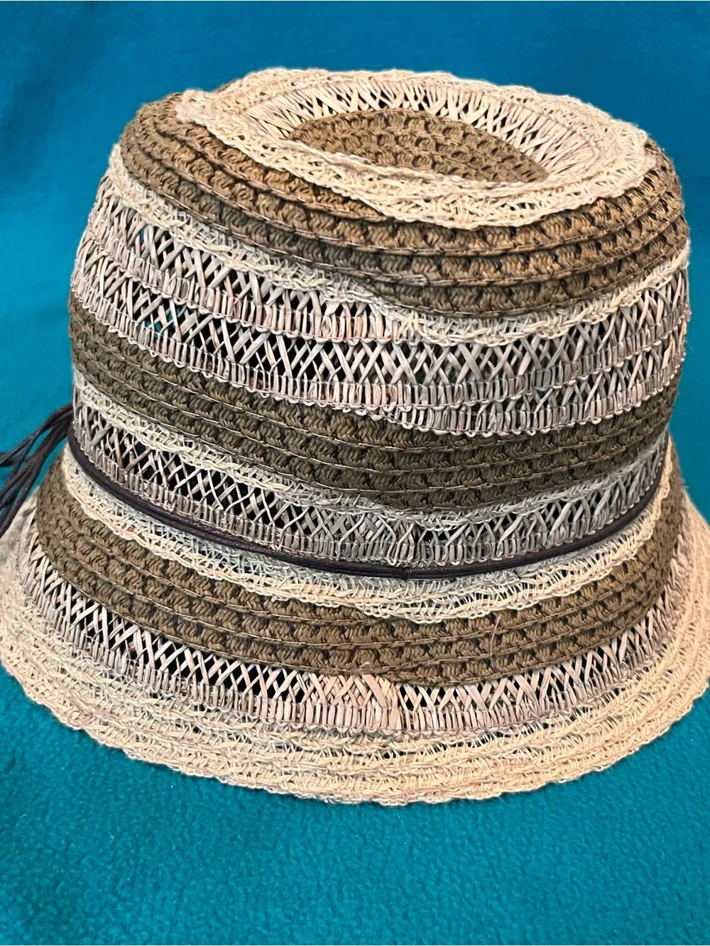 Target Two-Tone Woven Bucket Hat in Brown & Cream